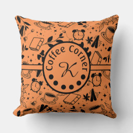 Midden-eeuwse moderne koffieliefhebber boekenworm  kussen