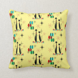 Midden-eeuwse moderne kool kat & Starburst atoomer Kussen