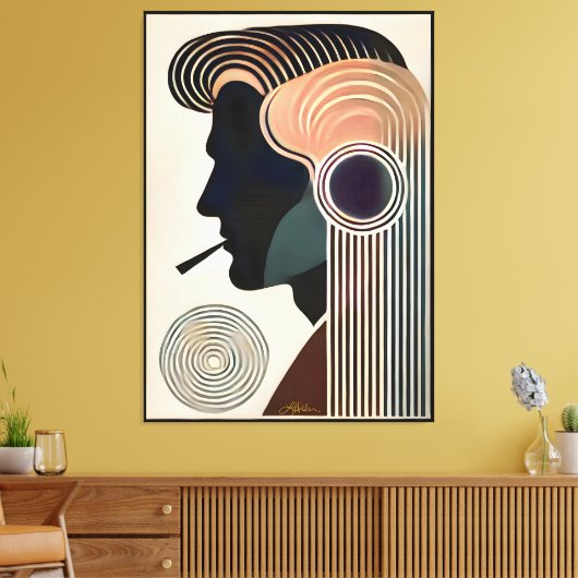 Midden Eeuwse Moderne Kunst Contemplatie Canvas Afdruk (Insitu (Woonkamer))