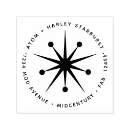 Midden-eeuwse Moderne Minimalistische Atoomster St Zelfinktende Stempel