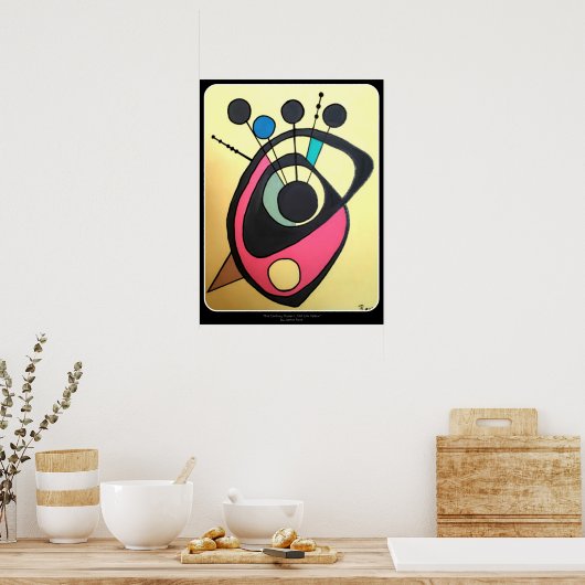 'Midden-eeuwse moderne, nog steeds gele' op een Poster (Keuken)