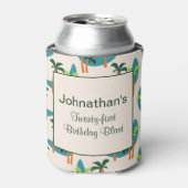 Midden-eeuwse moderne palm-oasis blikjeskoeler (Blikje Voorkant)