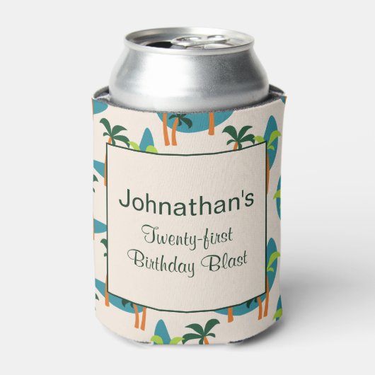 Midden-eeuwse moderne palm-oasis blikjeskoeler (Blikje Voorkant)