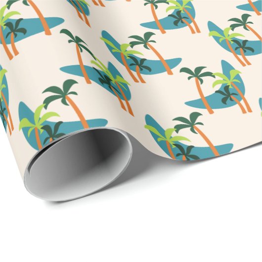 Midden-eeuwse moderne palm-oasis cadeaupapier (Rol Hoek)