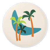 Midden-eeuwse moderne palm-oasis keramische knop (Voorkant)