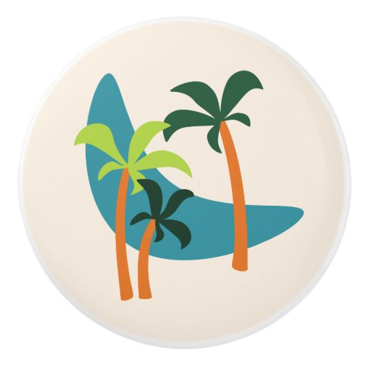 Midden-eeuwse moderne palm-oasis keramische knop (Voorkant)