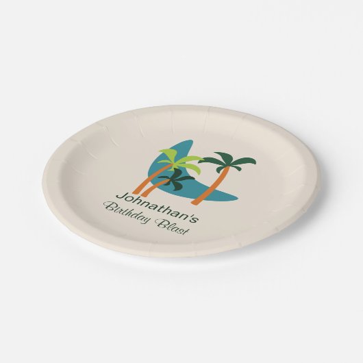 Midden-eeuwse moderne palm-oasis papieren bordje (Gekanteld)