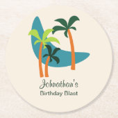 Midden-eeuwse moderne palm Oasis Ronde Kartonnen Onderzetter (Voorkant)