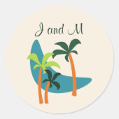 Midden-eeuwse moderne palm-oasis ronde sticker (Voorkant)