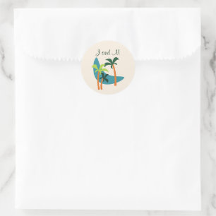 Midden-eeuwse moderne palm-oasis ronde sticker