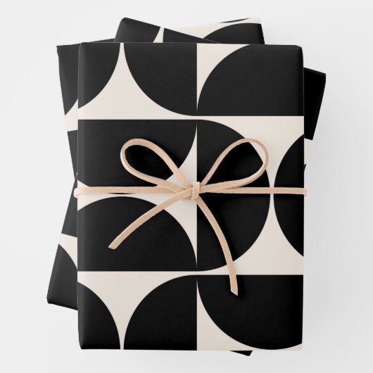 Midden-eeuwse moderne patronen zwart en wit inpakpapier vel (In situ)