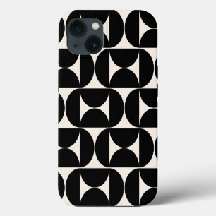 Midden-eeuwse moderne patronen zwart en wit iPhone 13 hoesje