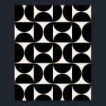 Midden-eeuwse moderne patronen zwart en wit poster<br><div class="desc">Retro Mid Century Modern Patroon - Abstracte geometrische vormen - Minimalistisch Patroon in zwart-wit en crèmewit.</div>