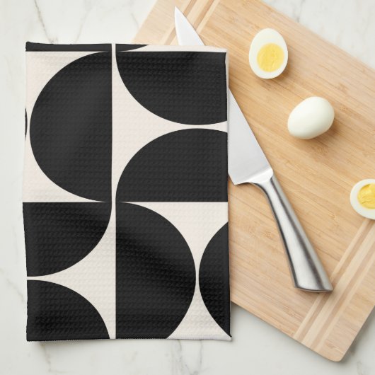 Midden-eeuwse moderne  patronen zwart en wit theedoek (Quarter Fold)