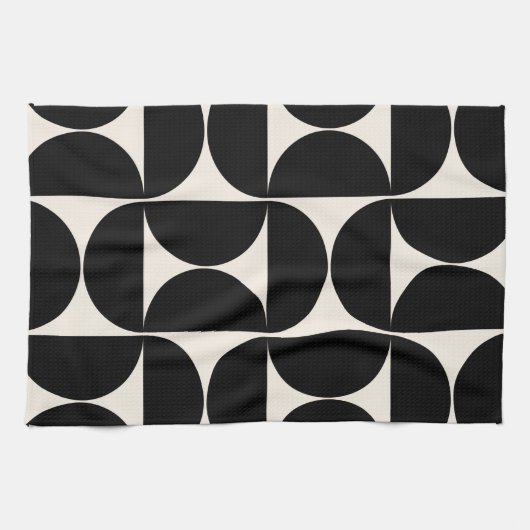 Midden-eeuwse moderne  patronen zwart en wit theedoek (Horizontaal)