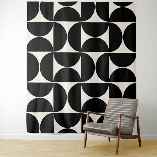 Midden-eeuwse moderne patronen zwart en wit wandkleed (In situ)