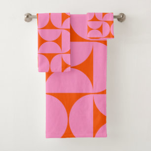 midden - eeuwse moderne patroonroze roze en Oranje Bad Handdoek