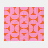 midden - eeuwse moderne patroonroze roze en Oranje Fleece Deken (Voorkant (Horizontaal))
