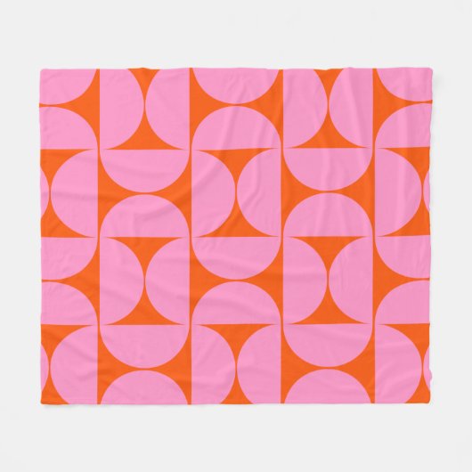 midden - eeuwse moderne patroonroze roze en Oranje Fleece Deken (Voorkant (Horizontaal))