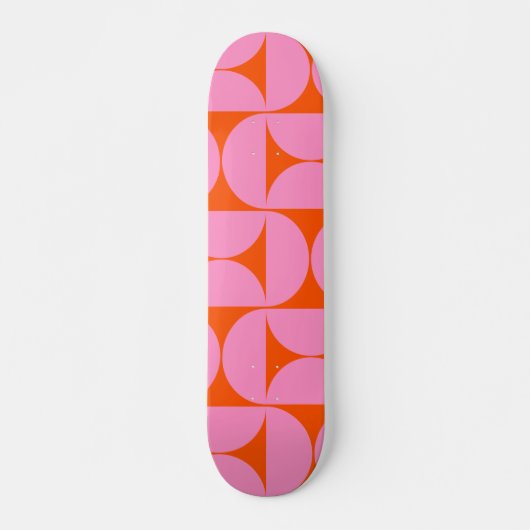 midden - eeuwse moderne patroonroze roze en Oranje Persoonlijk Skateboard (Voorkant)