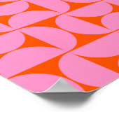 midden - eeuwse moderne patroonroze roze en Oranje Poster (Hoek)