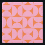 midden - eeuwse moderne patroonroze roze en Oranje Stenen Onderzetter<br><div class="desc">Retro Mid Century Modern Pattern - Abstracte geometrische vormen - Cute and Minimalist Pattern in roze en oranje.</div>