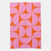 midden - eeuwse moderne patroonroze roze en Oranje Theedoek (Verticaal)