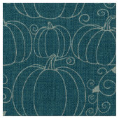 Midden-Eeuwse Moderne Pompoen Teal Stof (Close Up)