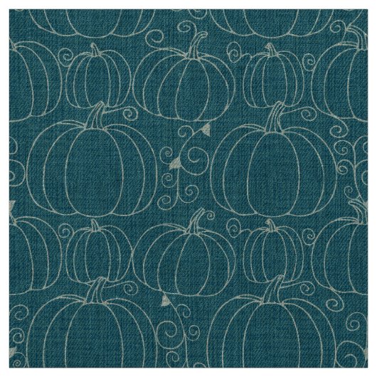 Midden-Eeuwse Moderne Pompoen Teal Stof (Swatch)