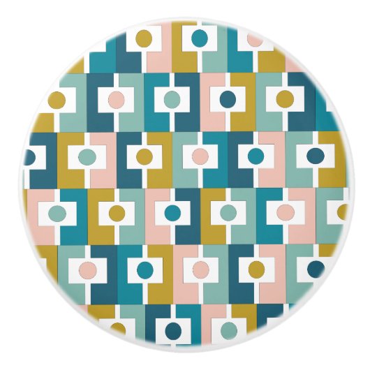 Midden-eeuwse moderne Rektangel geometrisch patroo Keramische Knop (Voorkant)