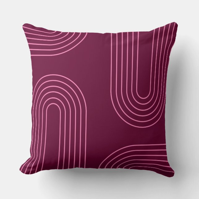 Midden-eeuwse moderne retro berry roze geometrisch kussen (Voorkant)