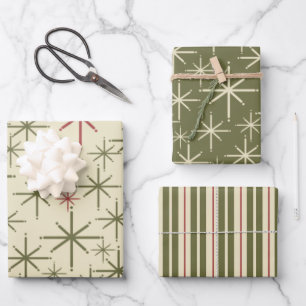 Midden-eeuwse moderne retro jaren 1950 kerst Vinta Inpakpapier Vel