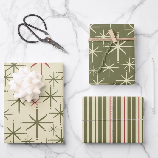 Midden-eeuwse moderne retro jaren 1950 kerst Vinta Inpakpapier Vel (Voorkant)