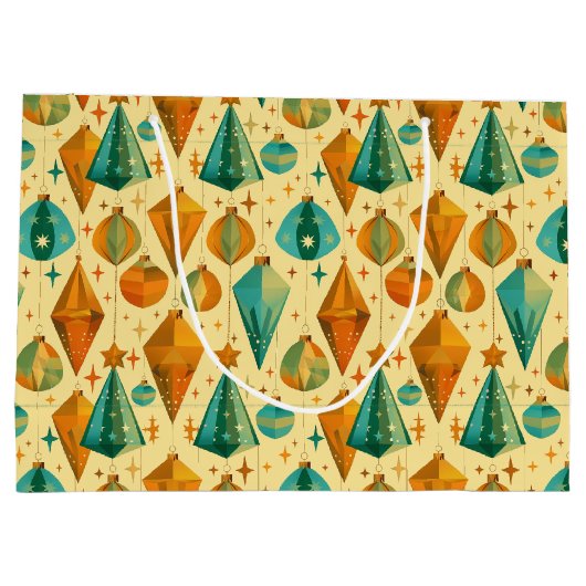 Midden-Eeuwse Moderne Retro Kerst Atoom Ornament Groot Cadeauzakje (Achterkant)