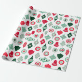 Midden-eeuwse moderne retro kerstversiering cadeaupapier (Uitgerold)