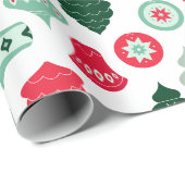 Midden-eeuwse moderne retro kerstversiering cadeaupapier (Rol Hoek)