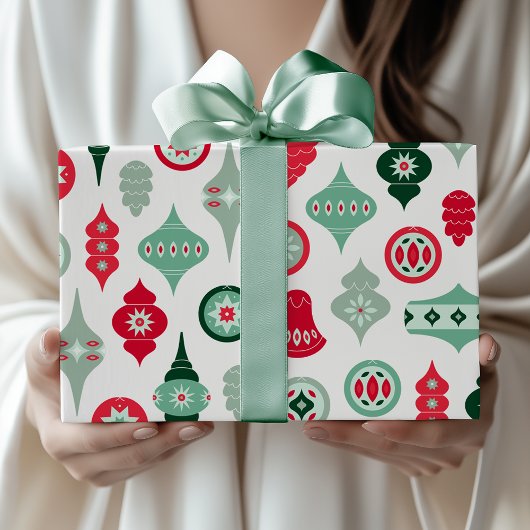 Midden-eeuwse moderne retro kerstversiering cadeaupapier