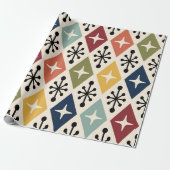 Midden-eeuwse moderne Retro Starburst Patroon Cadeaupapier (Uitgerold)