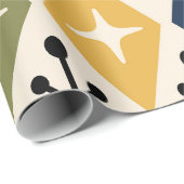 Midden-eeuwse moderne Retro Starburst Patroon Cadeaupapier (Rol Hoek)