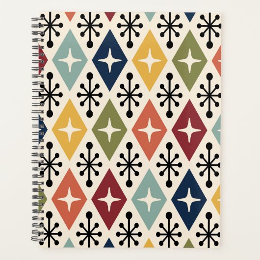 Midden-eeuwse moderne Retro Starburst Patroon Planner (Voorkant)