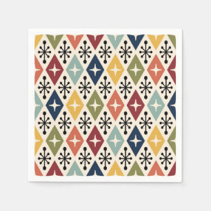 Midden-eeuwse moderne Retro Starburst Patroon Servet