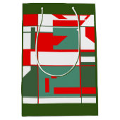 Midden-eeuwse moderne rode groene witte vormen op  medium cadeauzakje (Voorkant)