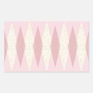 Midden-eeuwse moderne roze Argyle rechthoek Sticke Rechthoekige Sticker