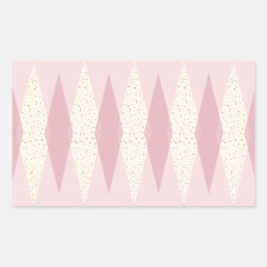 Midden-eeuwse moderne roze Argyle rechthoek Sticke Rechthoekige Sticker (Voorkant)