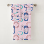 Midden-eeuwse moderne roze atoomStarbursts Bad Handdoek (Insitu)
