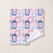 Midden-eeuwse moderne roze atoomStarbursts Bad Handdoek (Wasdoekje)