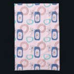 Midden-eeuwse moderne roze atoomstartbarsten theedoek<br><div class="desc">Midden-eeuwse moderne roze atoomstartbundels Patern</div>