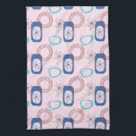 Midden-eeuwse moderne roze atoomstartbarsten theedoek<br><div class="desc">Midden-eeuwse moderne roze atoomstartbundels Patern</div>