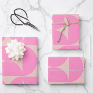 Midden-eeuwse moderne, roze preppy patroon inpakpapier vel