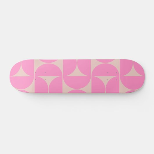 Midden-eeuwse moderne, roze preppy patroon persoonlijk skateboard (Horizontaal)